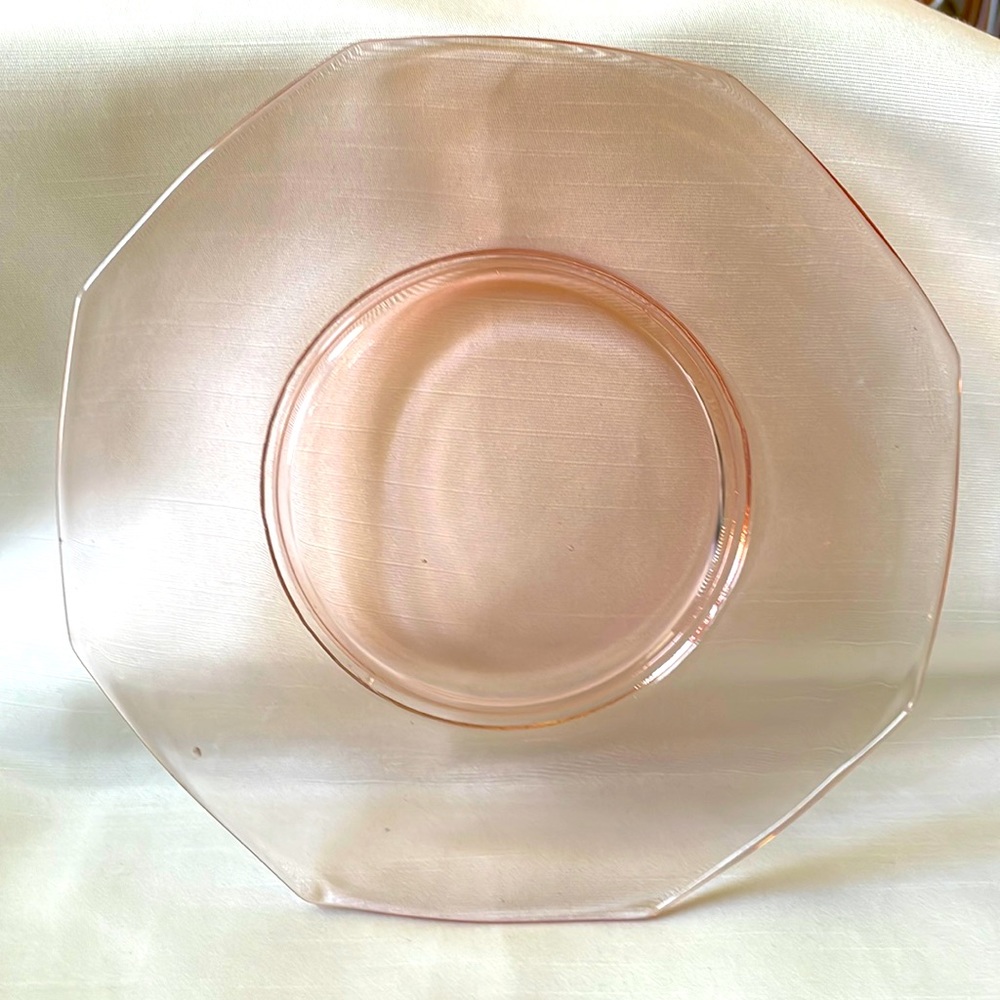 VTG Depression Pink Glass Octagonal 8.25" Salad Lunch Plate